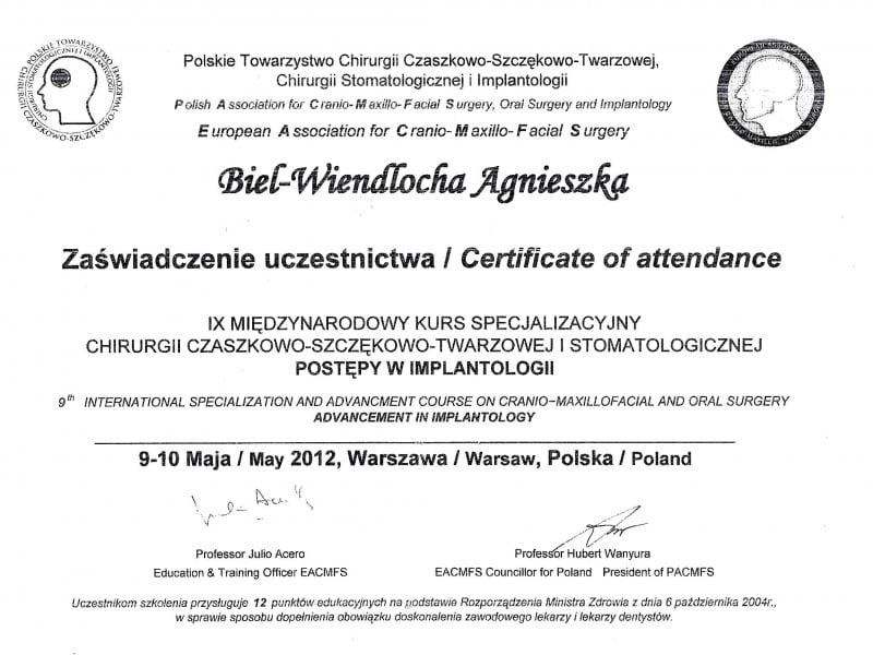 Agnieszka Biel-Wiendlocha certyfikat 4