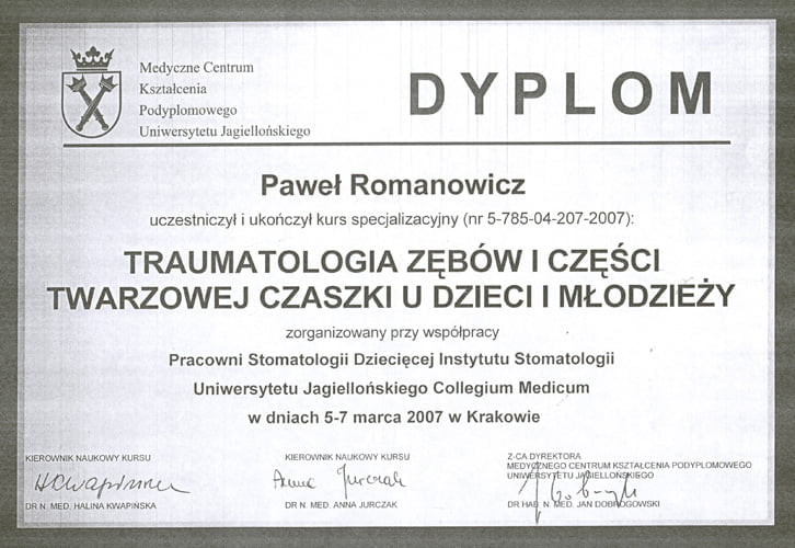 Paweł Romanowicz certyfikat 2