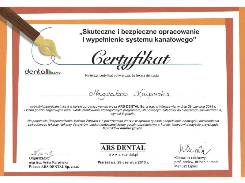 Magdalena Krupińska certyfikat 1
