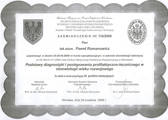 Paweł Romanowicz certyfikat 3