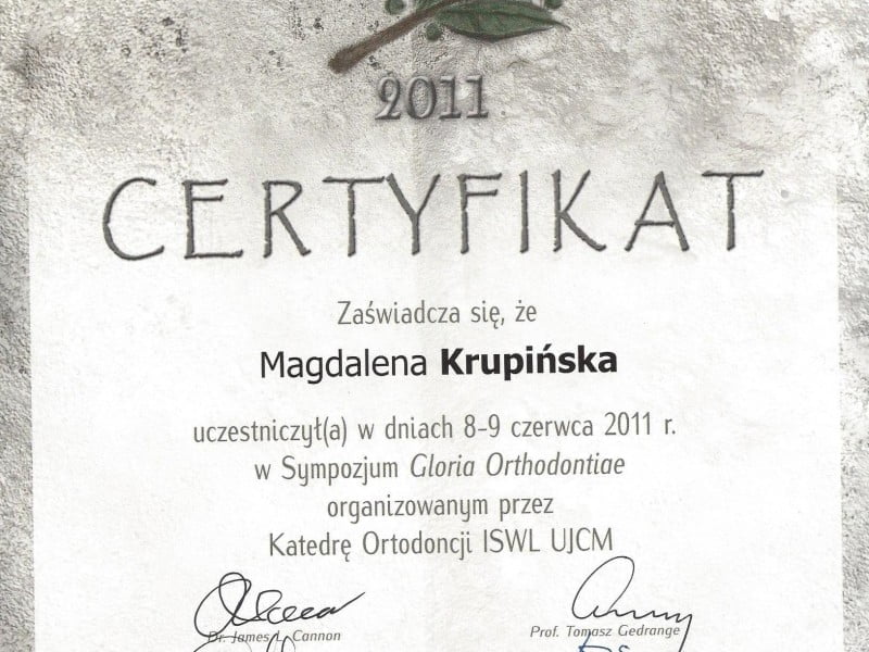 Magdalena Krupińska certyfikat 5
