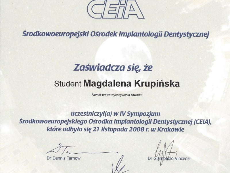 Magdalena Krupińska certyfikat 6