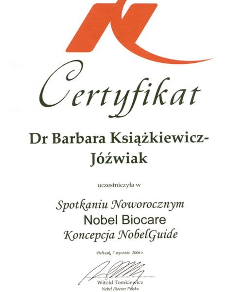 Barbara Książkiewicz-Jóźwiak certyfikat 42