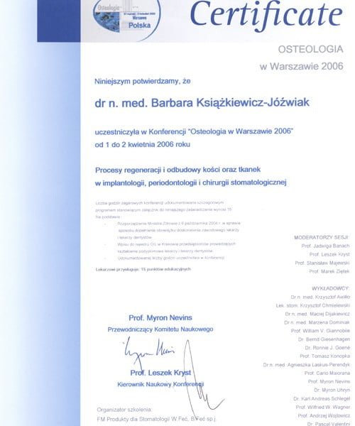 Barbara Książkiewicz-Jóźwiak certyfikat 18