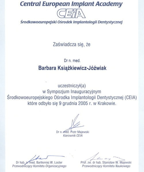 Barbara Książkiewicz-Jóźwiak certyfikat 23
