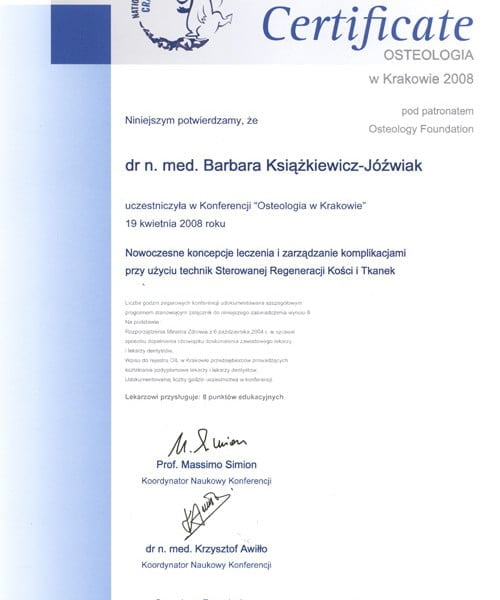 Barbara Książkiewicz-Jóźwiak certyfikat 24
