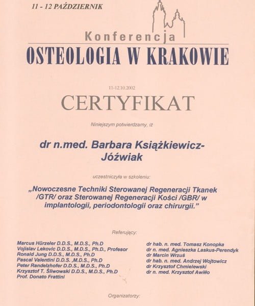 Barbara Książkiewicz-Jóźwiak certyfikat 25