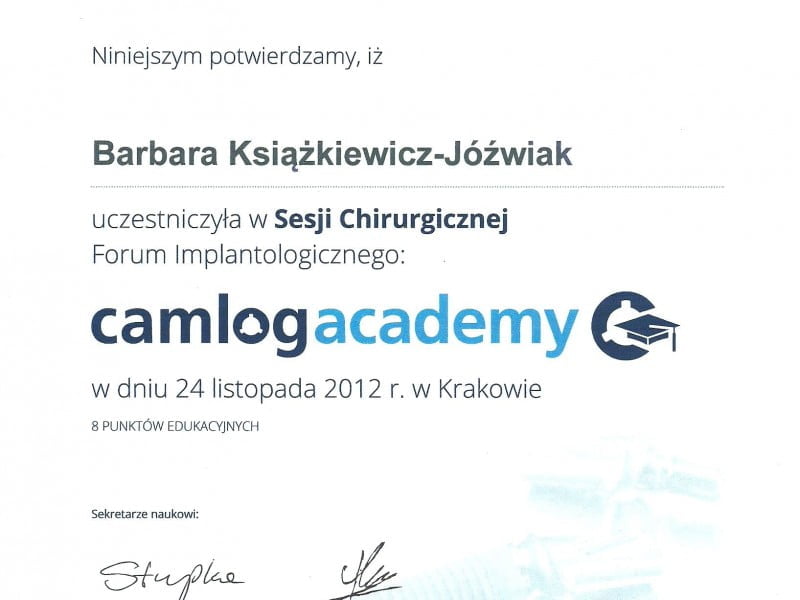 Barbara Książkiewicz-Jóźwiak certyfikat 29