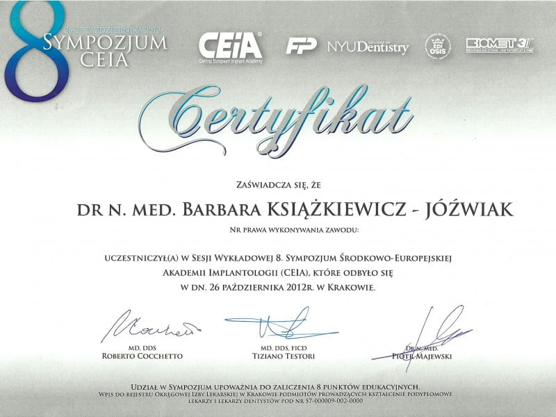 Barbara Książkiewicz-Jóźwiak certyfikat 32