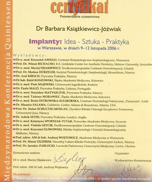 Barbara Książkiewicz-Jóźwiak certyfikat 14