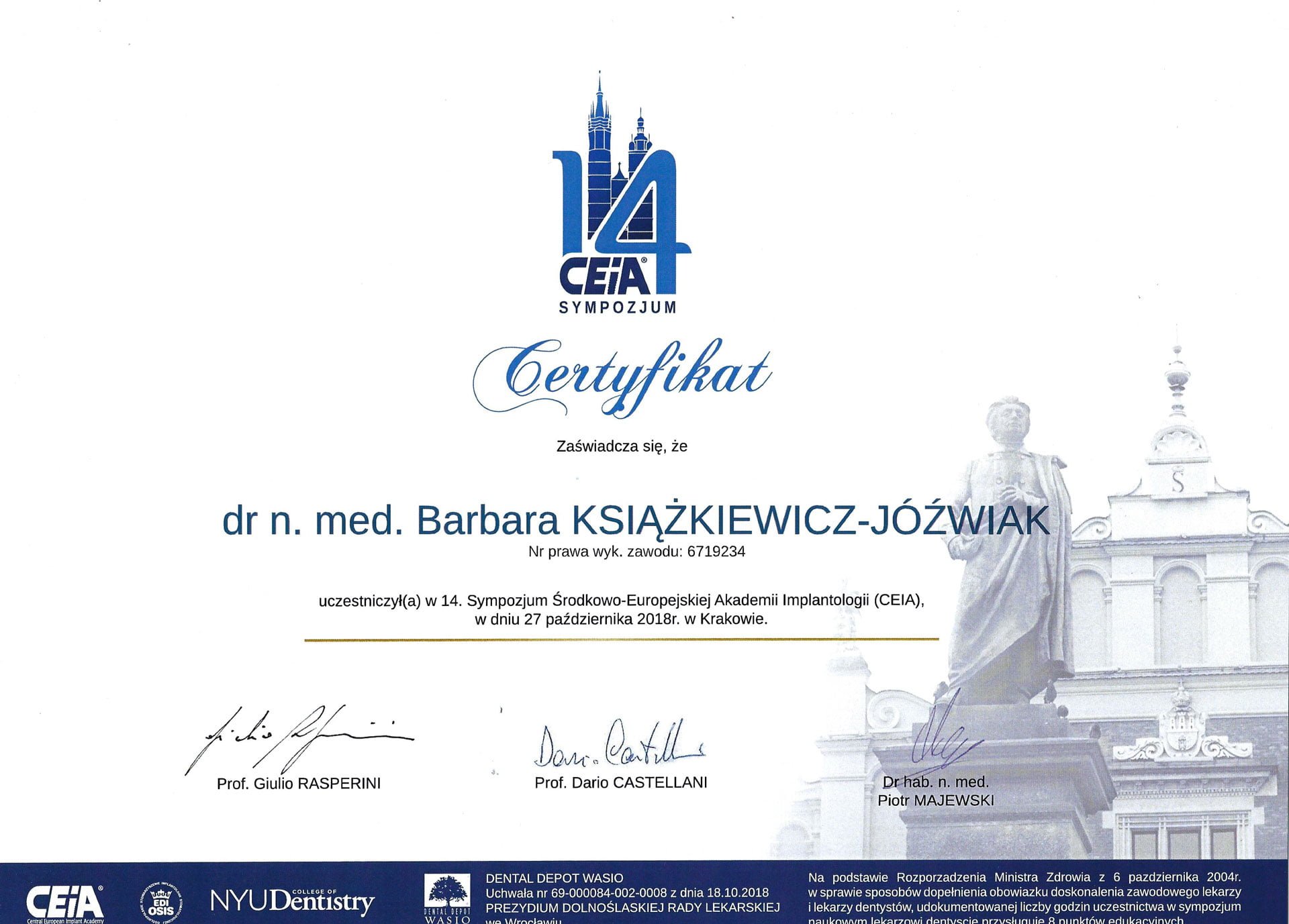 Barbara Książkiewicz-Jóźwiak certyfikat 48