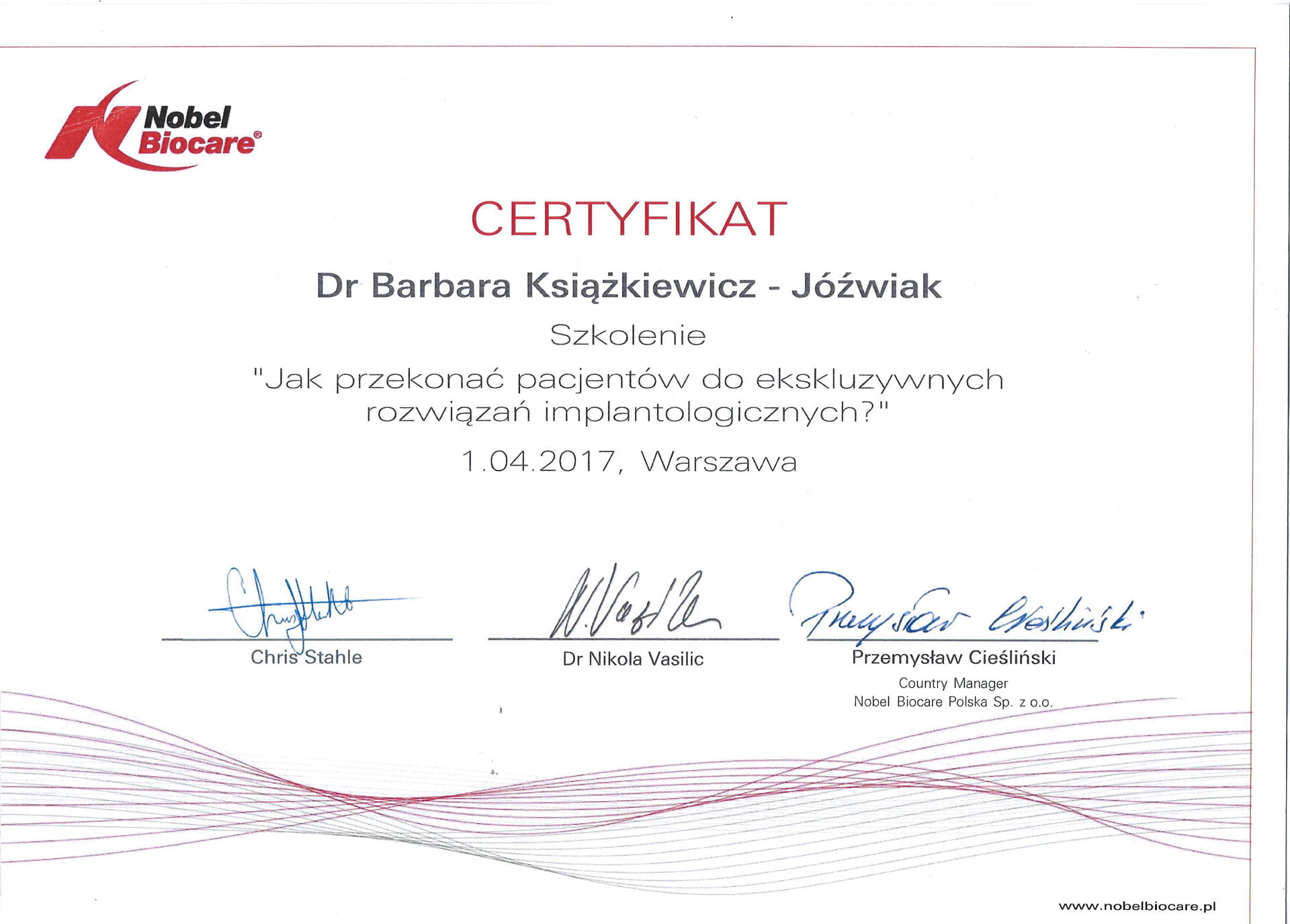 Barbara Książkiewicz-Jóźwiak certyfikat 52