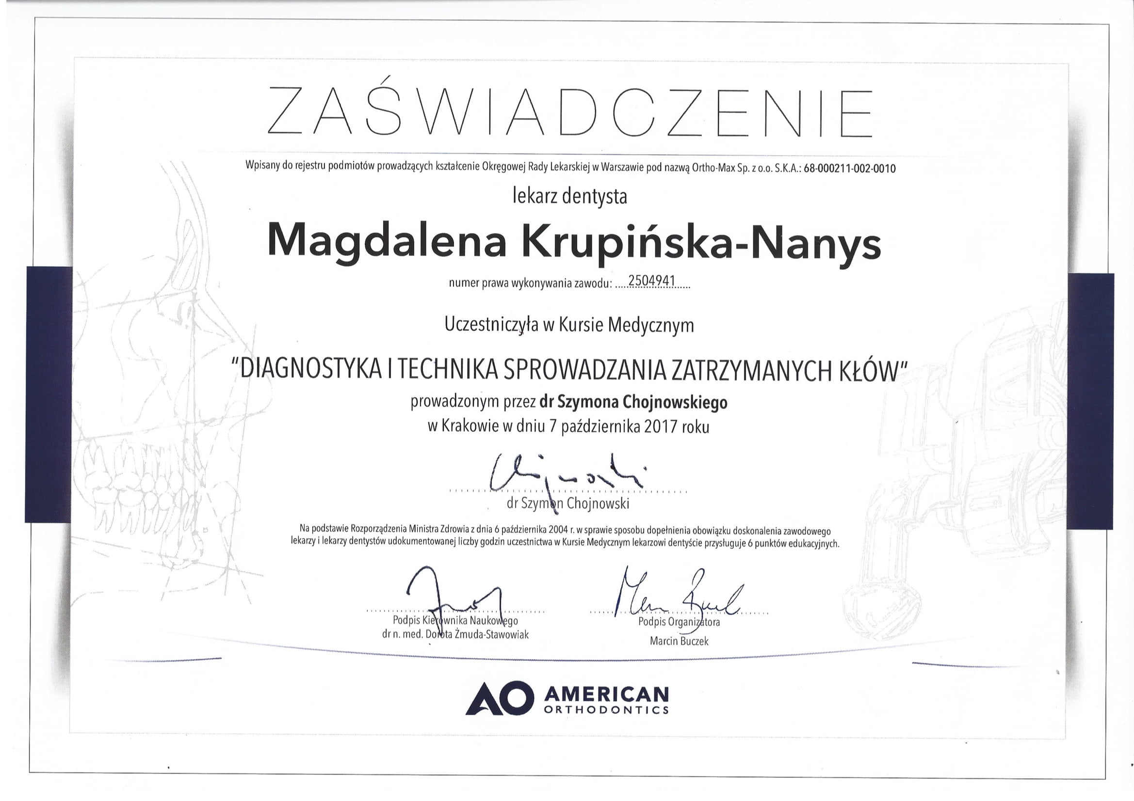 Magdalena Krupińska certyfikat 72